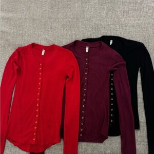 Red, Burgundy, and Black Button-Up Cardigans